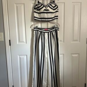 Striped Black & White Two Piece Set